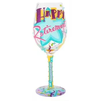 Лолита [Q3387] - Бокал ручной работы Happy Retirement бирюзово-фиолетовый - 21,5 см. бирюзовый