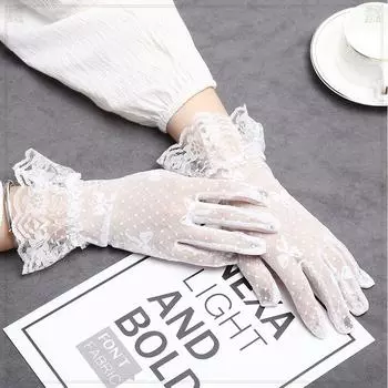Lolita Retro White Lace Lace Bows Mesh Gloves Nun Bride Wedding Princess Cos White