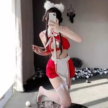 Лолита сексуальное нижнее белье школьница косплей костюм красная страсть юбка комплект нижнего белья студенческая кружевная ажурная униформа экзотическая ночная рубашка One Size