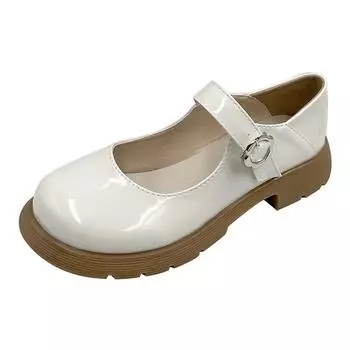 Lolita Shoes Women Japanese Style Mary Jane Shoes Women Vintage Shallow Flats Chunky Platform Shoes Cosplay Female Sandals Women 6 бежевый