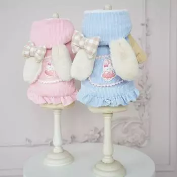 Lollypop Зимняя одежда для собак Толстое пальто для кошек принцессы Теплая флисовая куртка для собак с кроличьими ушками Monos Para Perros XS