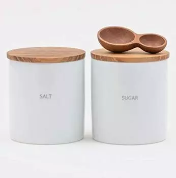 LOLO Контейнеры для хранения СОЛЬ САХАР Набор канистр В комплект входит ложка Сделано в Японии Керамика Фарфор Тик С крышкой и