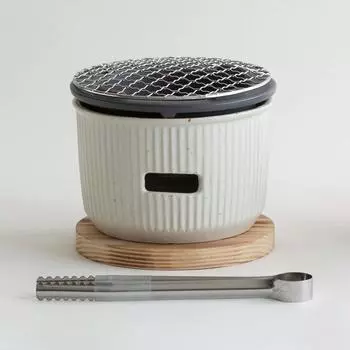 LOLO Угольный гриль белый и маленький Настольный уличный Сделано в Японии Соло-гриль