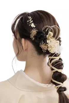 Lomeri в 11 Волосы веревка сушеная выпускной фурисоде K10 [Доступные цвета] орнамент, композиция, цветы, церемония совершеннолетия, церемония, свадьба, чёрный