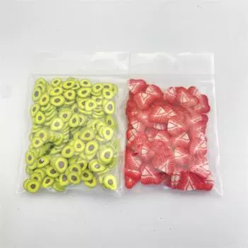 Ломтик полимерной глины 10 мм, ломтик авокадо, клубники, ломтик для ногтей, 10 г, упаковка, набор фруктовых ломтиков для слизи, наполнитель для ногтей