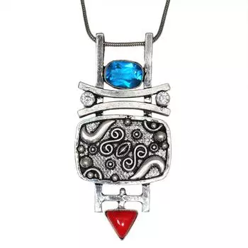 London Blue Topaz CoralGemstone Mother s Day Silver Jewelry Pendant 3