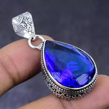 London Blue Topaz Gemstone 925 Steling Silver Jewelry Pendant 1.77 W0k05