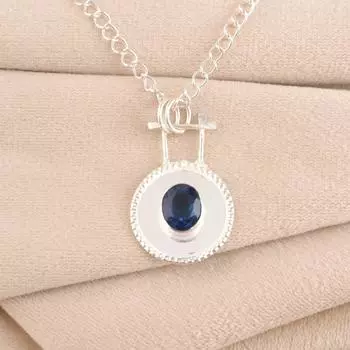 London Blue Topaz Gemstone 925 Sterling Silver Jewelry Handcrafted Pendant 1.4 PP-57-1