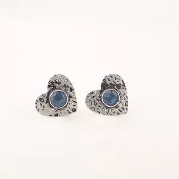 London Blue Topaz Gemstone 925 Sterling Silver Jewelry Handcrafted Studs 0.6 EE-143-9