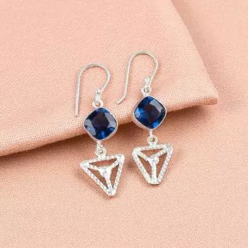 London Blue Topaz Gemstone 925 Sterling Silver Jewelry Handmade Earrings 2.00 EE-45-3