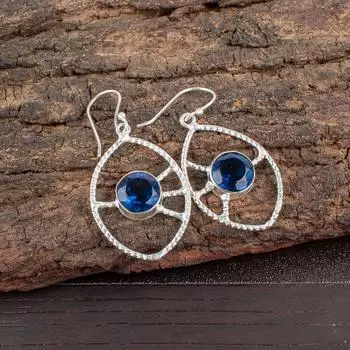 London Blue Topaz Gemstone 925 Sterling Silver Jewelry Handmade Earrings 2.00 EE-52-9