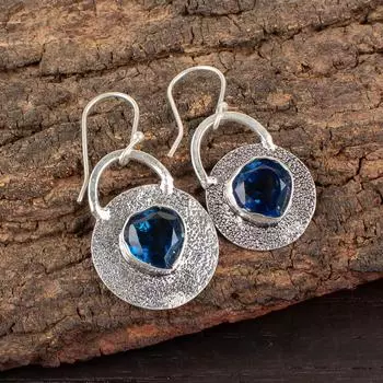London Blue Topaz Gemstone 925 Sterling Silver Jewelry Handmade Earrings 1.30 EE-63-5