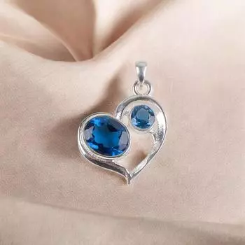 London Blue Topaz Gemstone 925 Sterling Silver Jewelry Heart Pendant For Gift CP-3-2