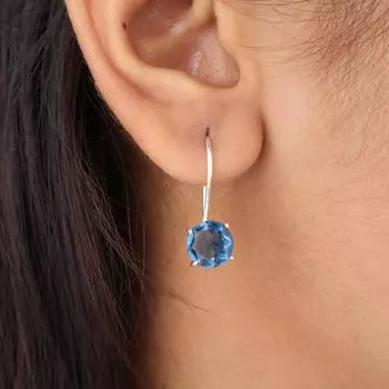 London Blue Topaz Gemstone 925 Sterling Silver Jewelry Handmade Earrings 0.92 EE-174-8