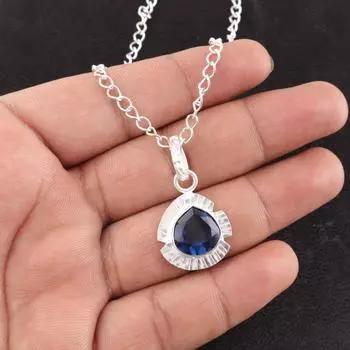 London Blue Topaz Gemstone 925 Sterling Silver Jewelry Handmade Pendant 1.15 PP-8-1