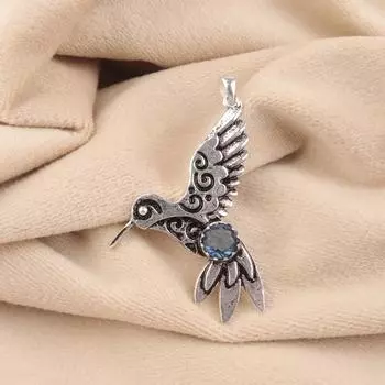 London Blue Topaz Gemstone 925 Sterling Silver Jewelry Statement Pendant 1.8 CP-20-1