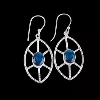 London Blue Topaz Gemstone 925 Sterling Silver Jewelry Handmade Earrings 2.00 EE-48-5