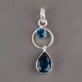 London Blue Topaz Gemstone 925 Sterling Silver Jewelry Pendant Anniversary Gift PP-10-4