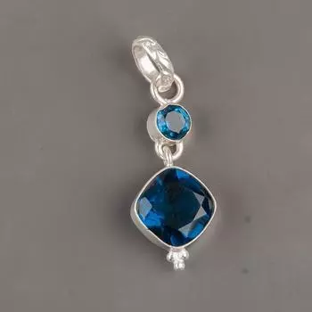 London Blue Topaz Gemstone 925 Sterling Silver Jewelry Handmade Pendant 1.60 PP-9-7