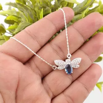 London Blue Topaz Gemstone 925 Sterling Silver Jewelry Zircon Boho Pendant 0.50 CZP-12-8