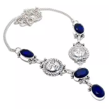 London Blue Topaz Gemstone 925 Sterling Silver Jewelry Necklace 18 d1b19 синий