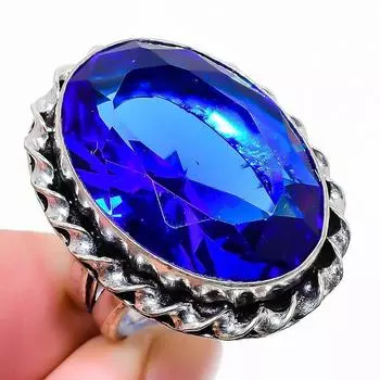 London Blue Topaz Gemstone 925 Sterling Silver Jewelry Ring Size 6.5 A9T19 6.5 синий