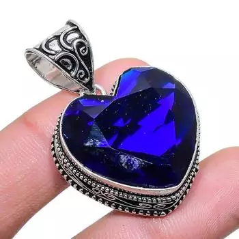 London Blue Topaz Gemstone Handmade 925 Sterling Silver Jewelry Pendant 2.17 AH-795 2.2 синий