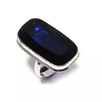 London Blue Topaz Gemstone Handmade 925 Sterling Silver Gift Ring Size 8.5 B8D49