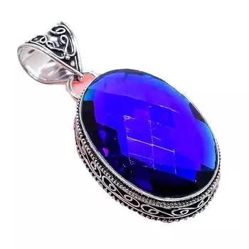 London Blue Topaz Gemstone Handmade 925 Sterling Silver Jewelry Pendant 2.17 AH-763 2.2 синий