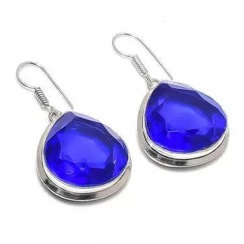 London Blue Topaz Handmade 925 Sterling Silver Jewelry Earring 1.62 Q3f88