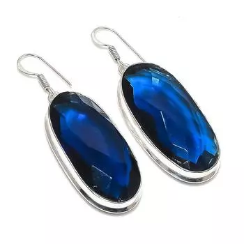 London Blue Topaz Handmade 925 Sterling Silver Jewelry Earring 2.32 K7M02