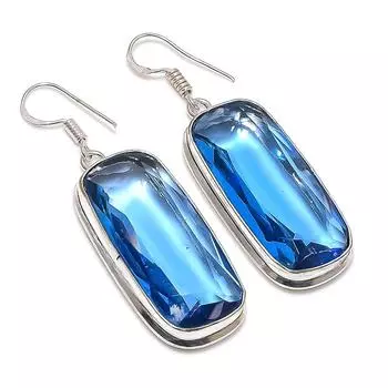 London Blue Topaz Handmade 925 Sterling Silver Jewelry Earring 2.17 O3B55
