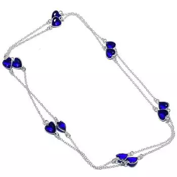 London Blue Topaz Handmade Подарочное ювелирное ожерелье из стерлингового серебра 925 пробы 36 дюймов C0E74
