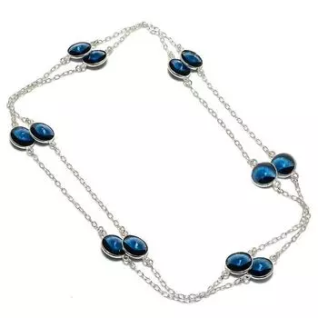 London Blue Topaz Handmade Silver 925 пробы Подарочное ювелирное ожерелье 36 дюймов P5c19