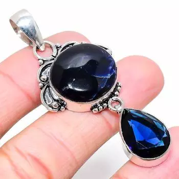 Ювелирная подвеска из серебра 925 пробы с топазом London Blue и содалитом 2,64 дюйма J8C97 синий