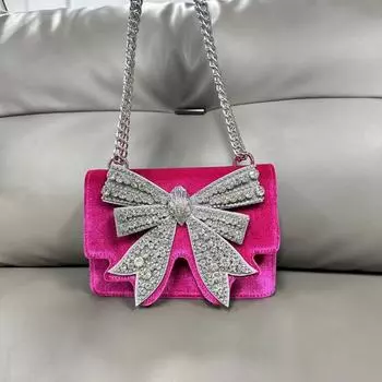 London Diamond Studded Bow Bag Модные роскошные женские сумки на цепочке через плечо Сумка-бабочка для девочек Подарки на вечеринку