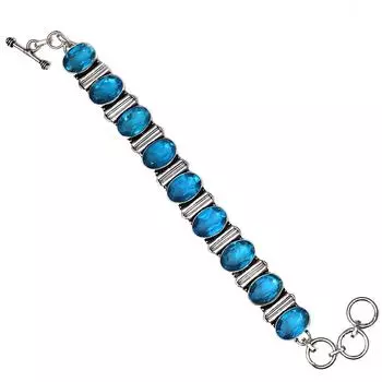 London Swiss Blue Quartz Gemstone Women s Unisex Silver Jewelry Bracelets 7-8