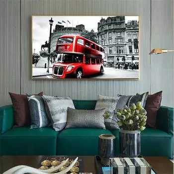 Лондонская картина Биг Бен, красная телефонная будка, постер, печать на холсте, художественная картина для гостиной, кафе-бара, Настенный декор Quadros 21cm30cm NoFrame