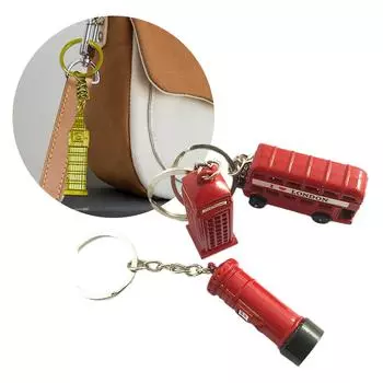 Лондонский брелок Британский металлический брелок для ключей Автобусный брелок Телефонная будка Брелок Почтовая будка Брелок для ключей Текстура цинкового сплава D