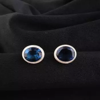 Лондонский голубой топаз драгоценный камень 925 стерлинговое серебро ювелирные изделия ручной работы женские пусеты 0,5 EE-178-9