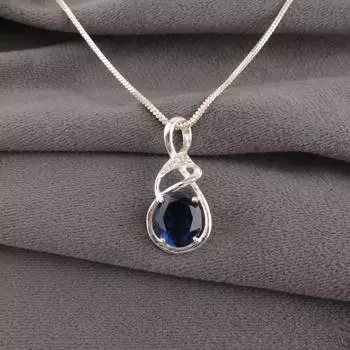 Лондонский голубой топаз Драгоценный камень 925 Стерлинговое серебро Ювелирные изделия Циркон Овальный кулон 1,22 CZP-13-6