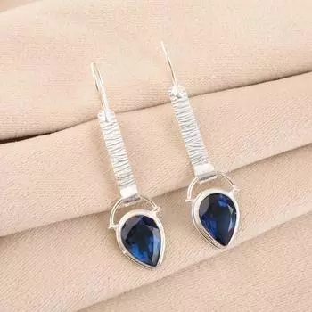 Лондонский голубой топаз драгоценный камень 925 стерлинговое серебро ювелирные изделия ручной работы серьги 2,3 EE-166-11