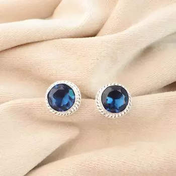 Лондонский голубой топаз Драгоценный камень 925 стерлинговое серебро Ювелирные изделия Ручной работы Серьги 0,53 EE-147-10