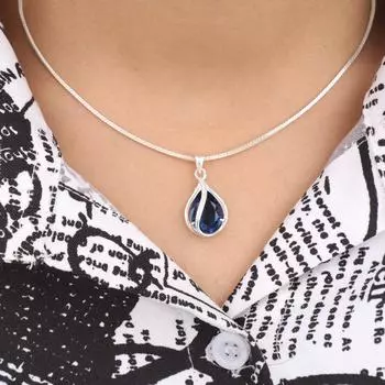 Лондонский голубой топаз драгоценный камень циркон кулон 925 проба серебро изящные ювелирные изделия подарок для жены CZP-7-1