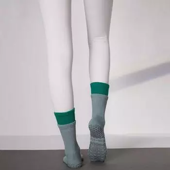 Long and Mid-Calf Length Yoga Socks Thickened Heattech Double Layer Non Slip Professional Women s Sports Terry Shock Absorption Fitness Pilates Socks Double layer blue and green