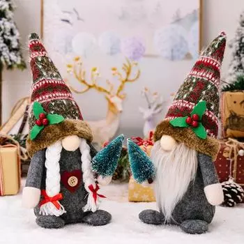 Long-Beard Gnome Plush Doll Rudolf Faceless Doll Merry Christmas Stuffed Doll Xmas Decor Style B