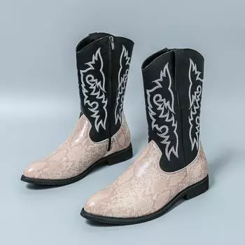 Long boots Tall leather boots Hidden boots Horseback riding boots Men s cowboy boots Mongolian boots Knight British Western cowboy boots 38