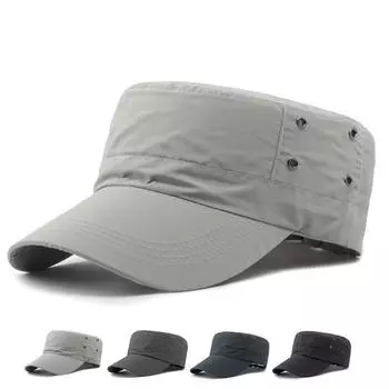 Длинная быстросохнущая шляпа мужская летняя уличная шляпа с плоским верхом чёрный