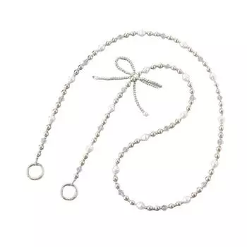 Long Chain DIY Mobile Phone Chain Beaded Pearl Bow Phone Lanyard Bag Crossbody Lanyard Bag Straps Style C