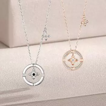 Ожерелье для влюбленной пары на расстоянии, индивидуальное кольцо из стерлингового серебра с бриллиантами, умный кулон в виде креста, простая стильная цепочка на ключицу